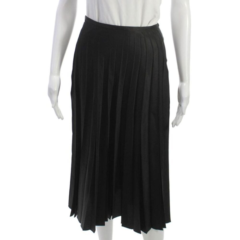 St. Vincent Womens Pleated Skirt Black Acetate Knee Length Zip Size 4